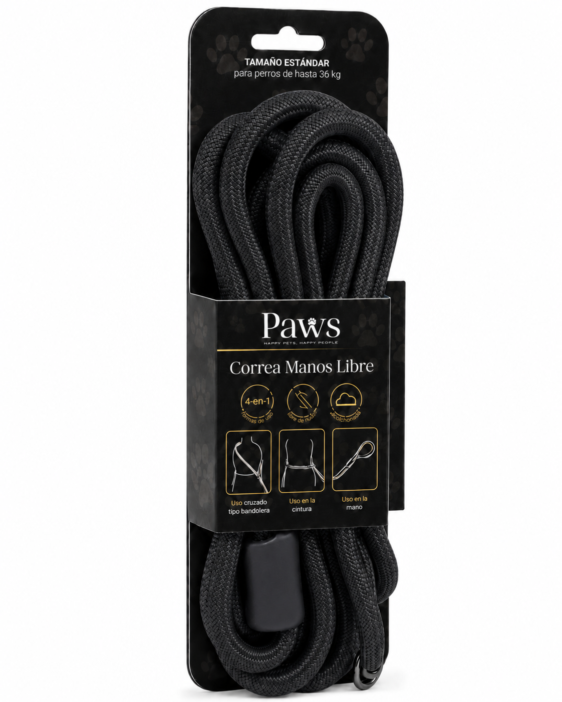 Correa Circular Paws - Negro