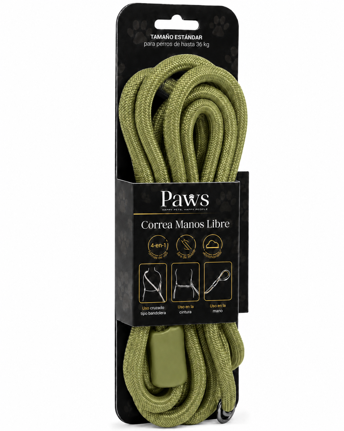 Correa Circular Paws - Verde Oliva